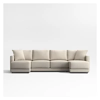 Gather Deep 3-Piece U-Shaped Sectional Sofa with Double Chaise Lounge