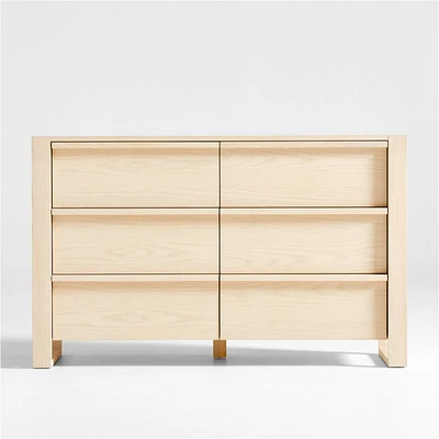 Gemini 55" Light Ash Wood 6-Drawer Wide Kids Dresser