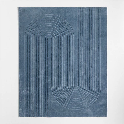 Geo Carved Slate Blue Kids Performance Area Rug 5'x8'