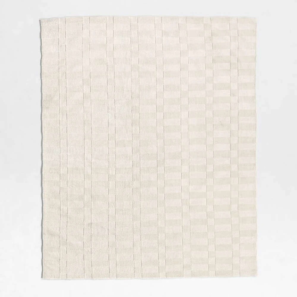 Geo Checker Ivory Performance Kids Area Rug 5'x8'