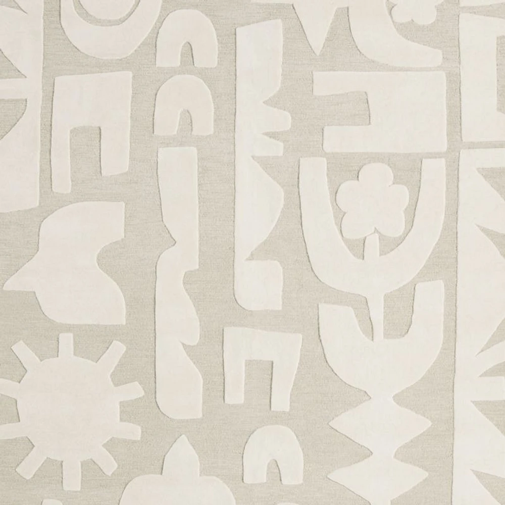 Geometric Cutout Wool Kids Area Rug 5'x8