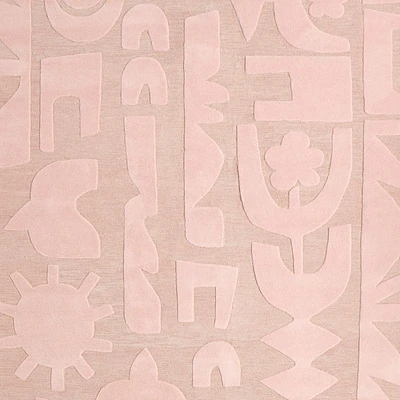 Geometric Cutout Pink Geometric Wool Kids 12"x18" Rug Swatch