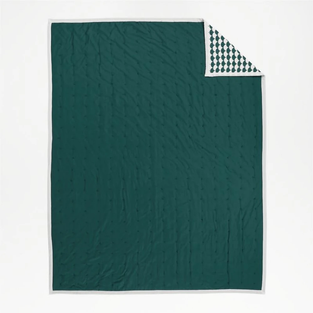 Geo-Fan Kids Organic Twin Teal Scallop Quilt