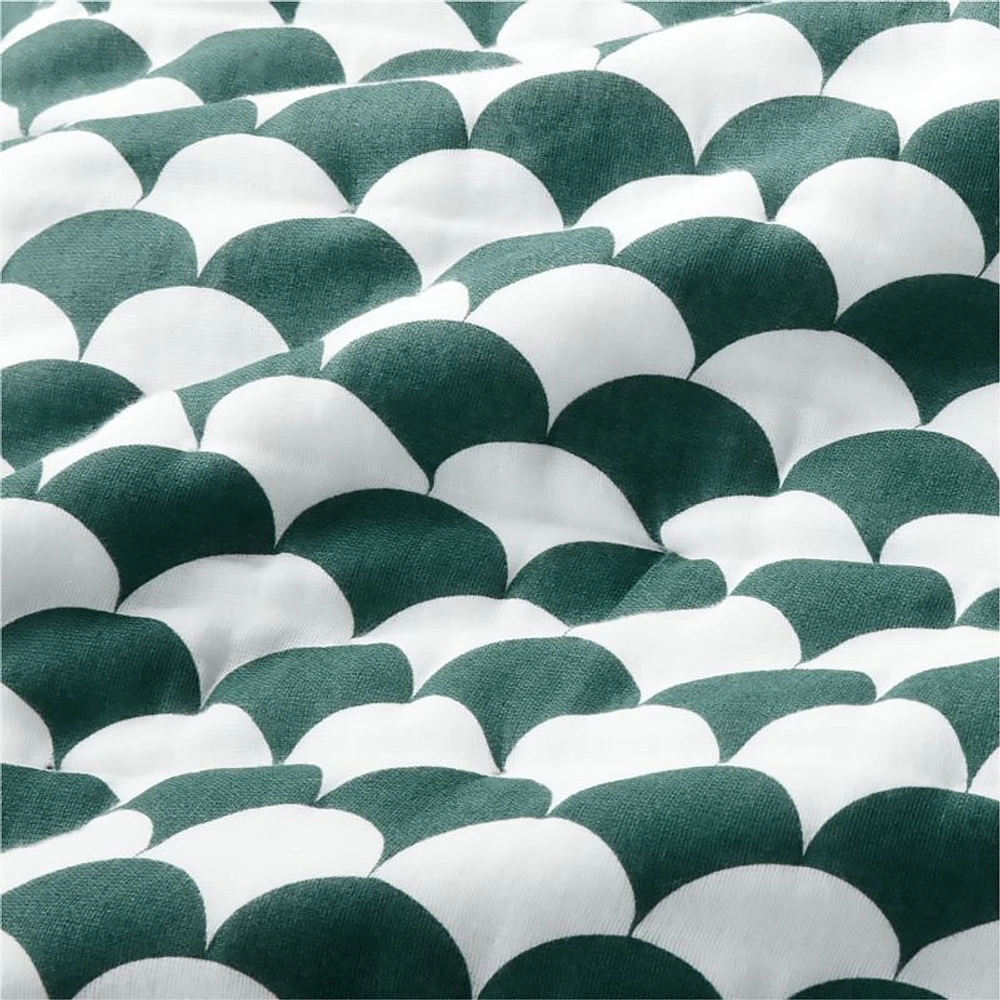Geo-Fan Kids Organic Twin Teal Scallop Quilt