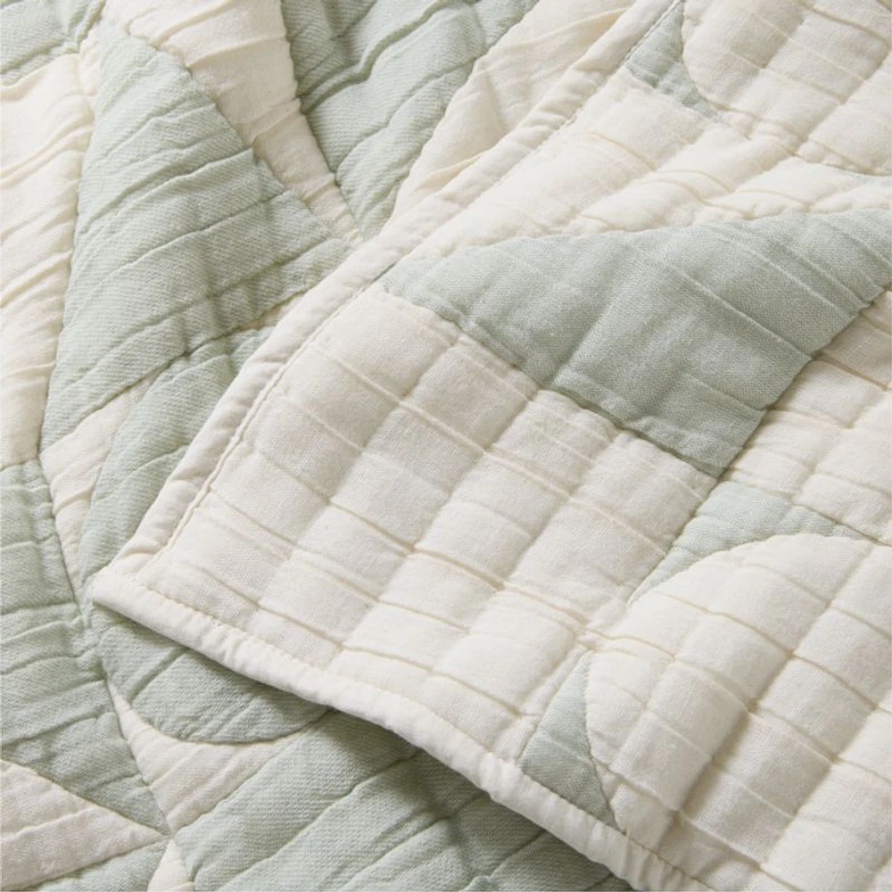 Geo Matelasse Muted Teal Organic Cotton Kids Twin Quilt