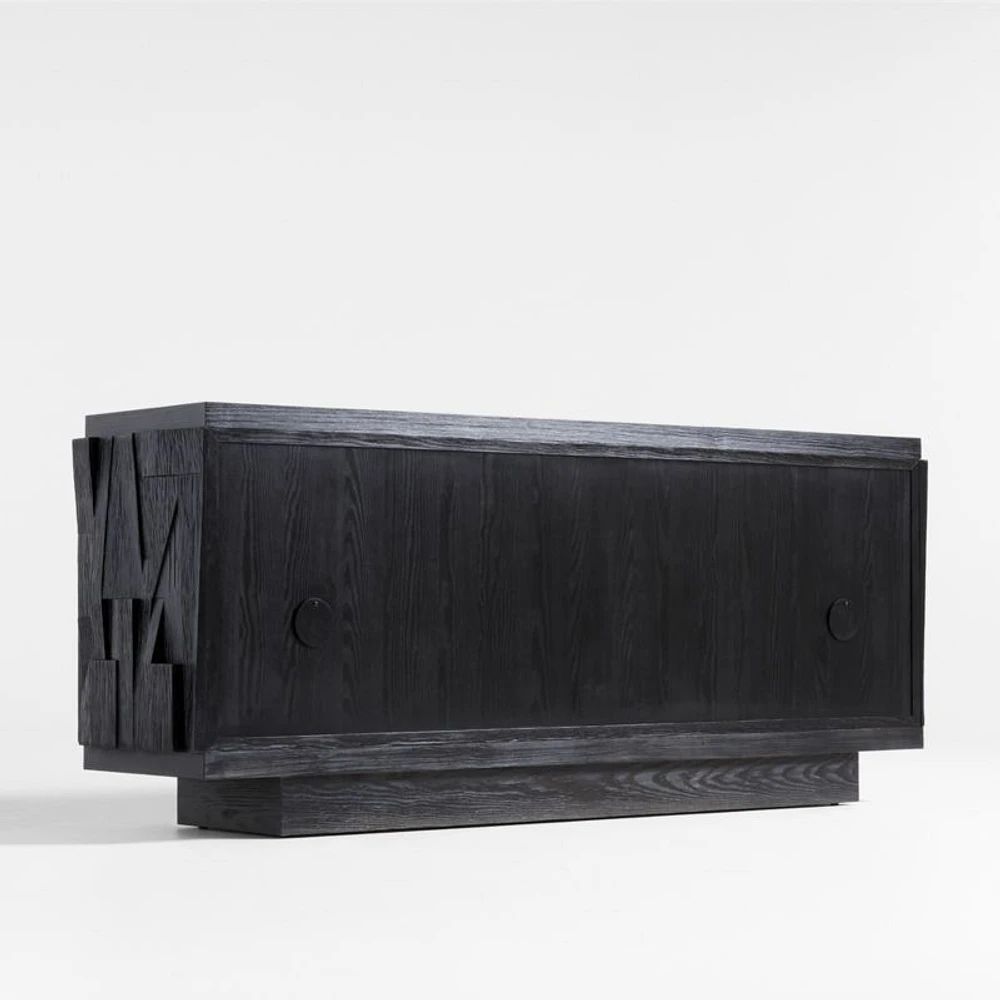 Gerhard 77.5" Black Wood and Resin Storage Media Console