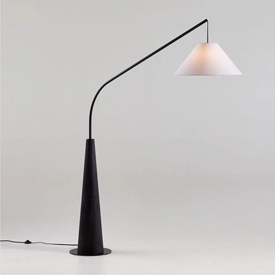 Gibson Black Hanging Arc Floor Lamp with White Shade 81"