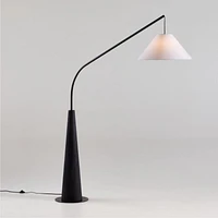 Gibson Black Hanging Arc Floor Lamp with White Shade 81"