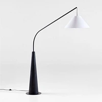 Gibson Black Hanging Arc Floor Lamp with White Shade 81"