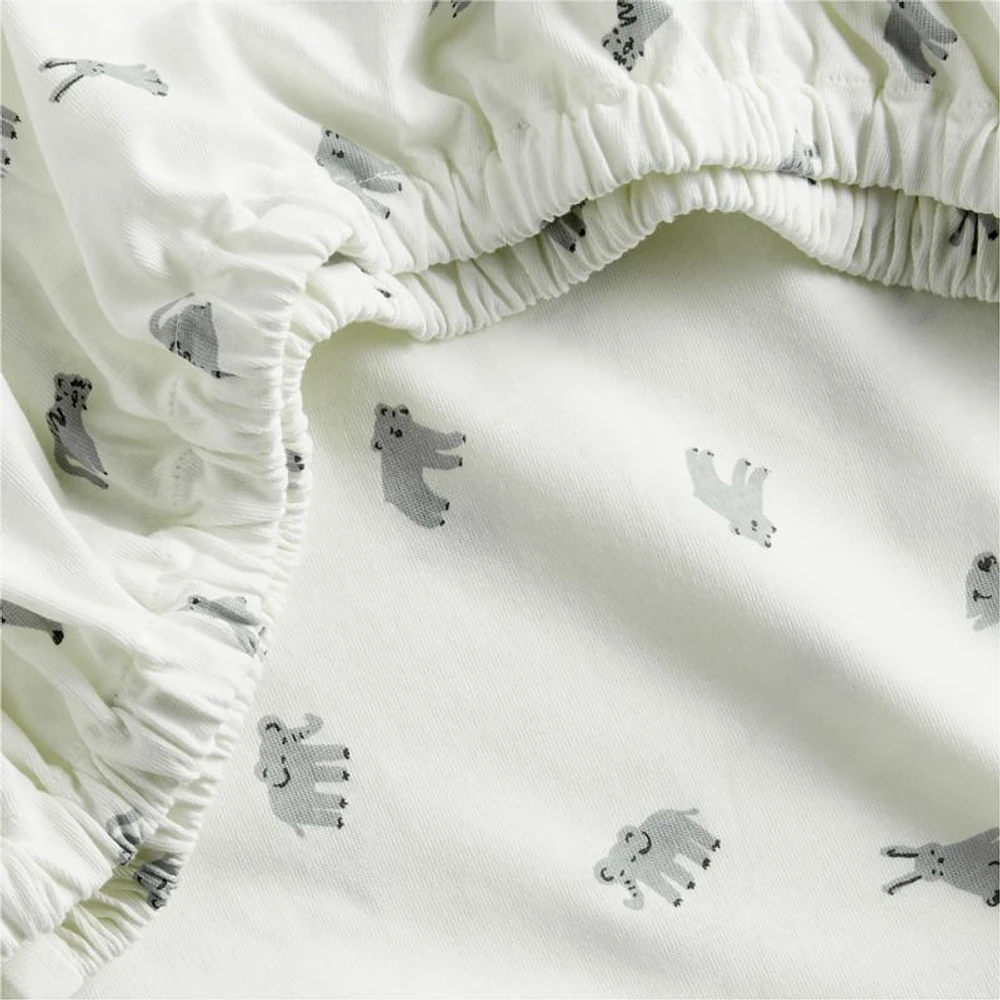 Baby's First Animal Organic Cotton Heathered Jersey Baby Crib Fitted Sheet