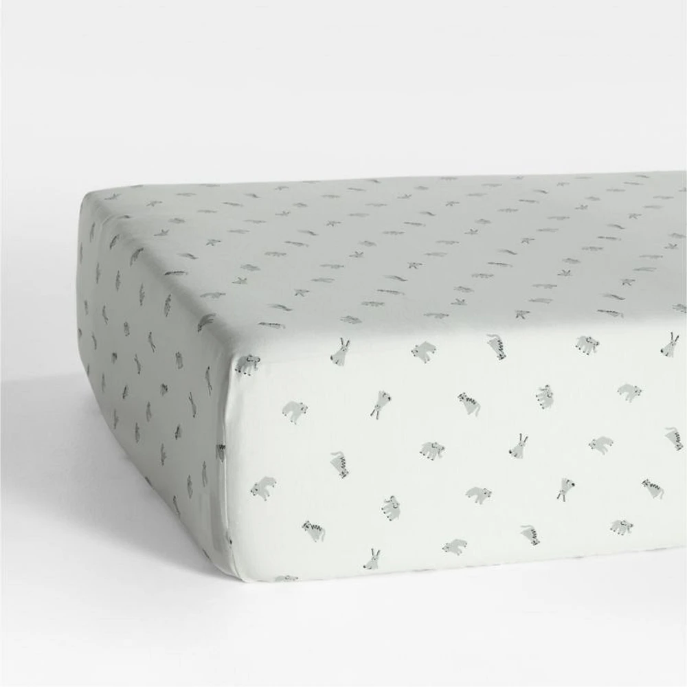 Baby's First Animal Organic Cotton Heathered Jersey Baby Crib Fitted Sheet