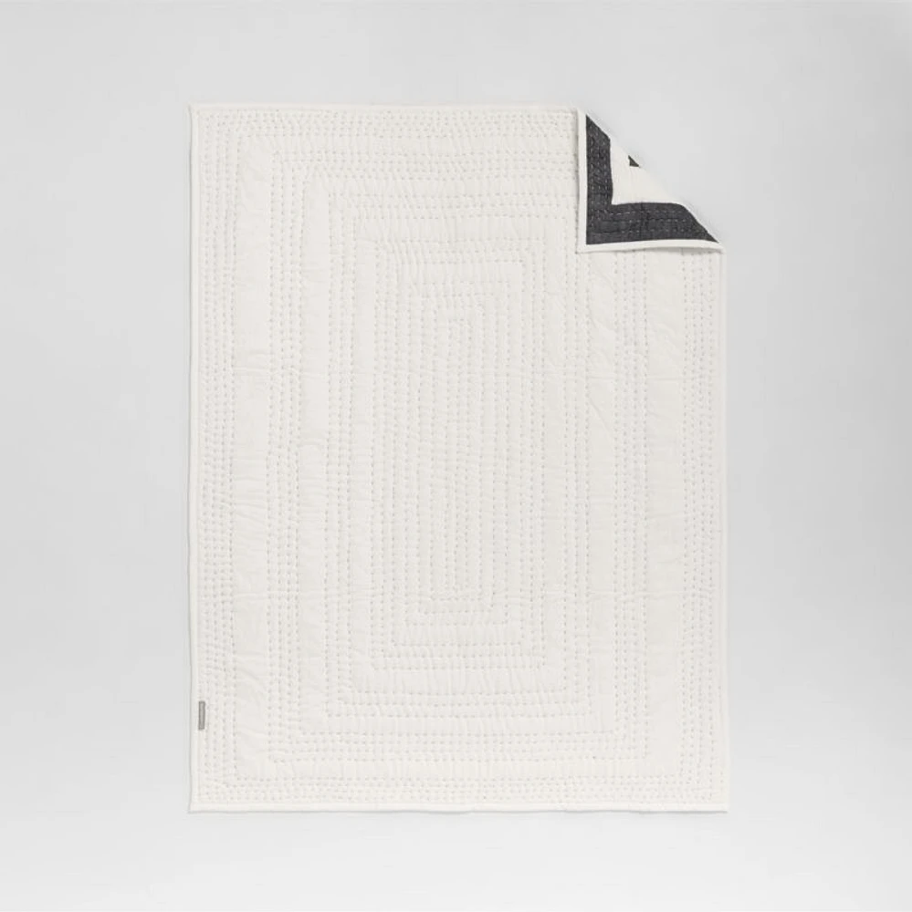 Faded Organic Grey Geometric Baby Crib Quilt by Leanne Ford