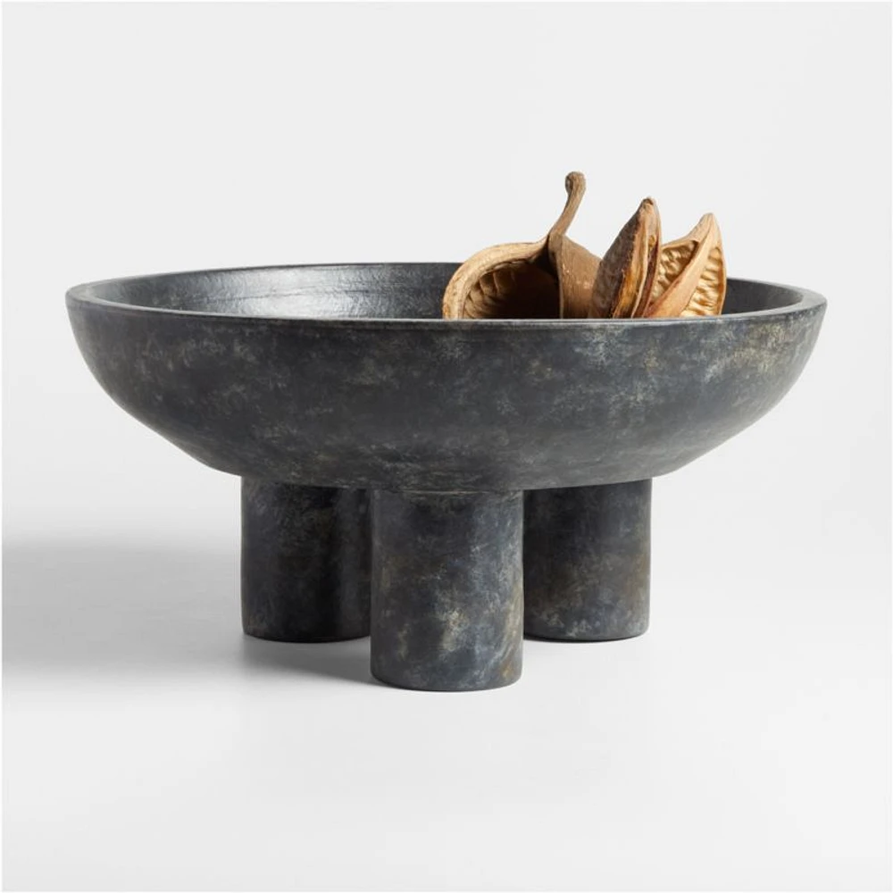 Black Tri-Footed Ceramic Centerpiece Bowl 16"