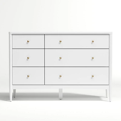 Hampshire 50" White Wood 6-Drawer Kids Dresser