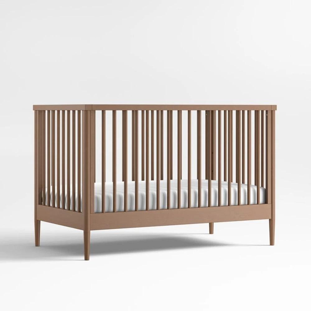 Hampshire Natural Brown Wood Convertible Baby Crib with Toddler Bed Rail