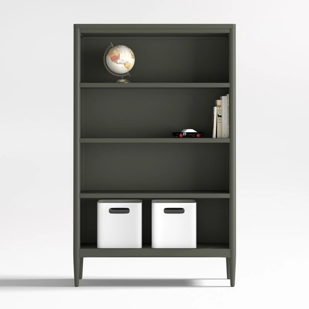 Hampshire Tall Olive Green Wood 4-Shelf Kids Bookcase