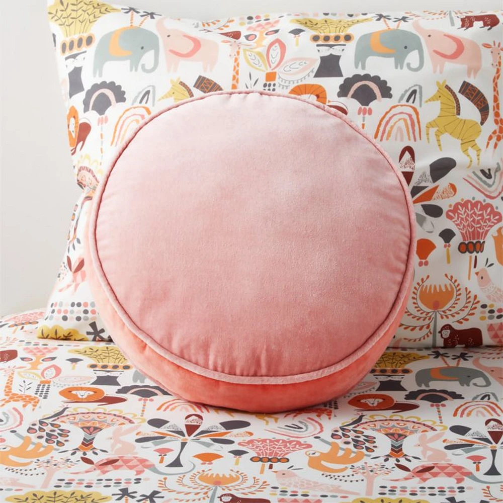 Harriet Round Pink Velvet Kids Throw Pillow