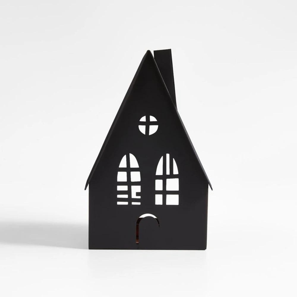Black Halloween Haunted House Sculpture