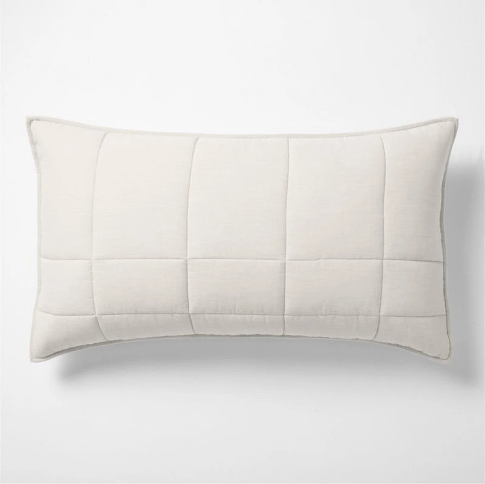 Organic Cotton Heathered Grey Grid King Bed Pillow Sham