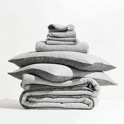 Aire Natural Hemp Ink Black Grid Full Bedding Set