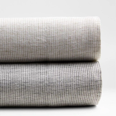 Aire Natural Hemp Ink Black Grid Twin/Twin XL Bed Sheet Set