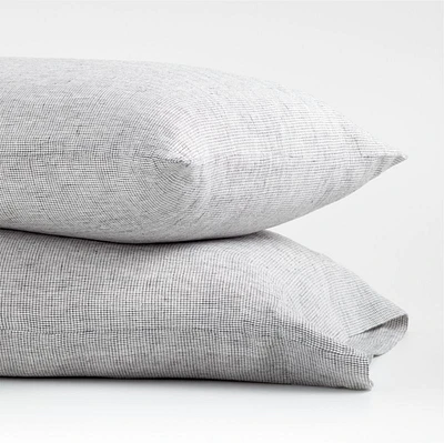 Aire Natural Hemp Ink Black Grid Standard Pillowcases, Set of 2