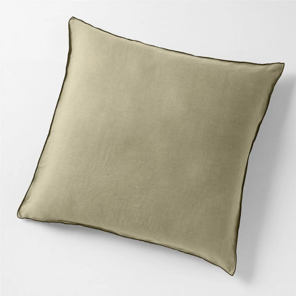 Aire Natural Hemp Merrow Stitch Garden Green Euro Bed Pillow Sham