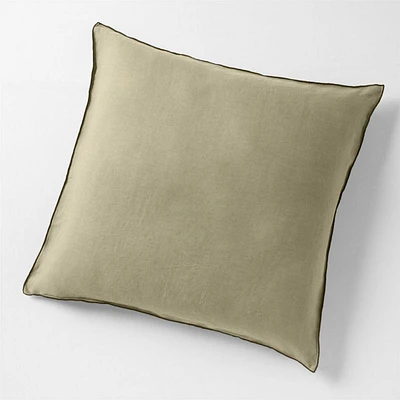 Aire Natural Hemp Merrow Stitch Garden Green Euro Bed Pillow Sham