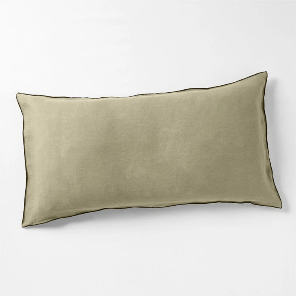 Aire Natural Hemp Merrow Stitch Garden Green King Bed Pillow Sham