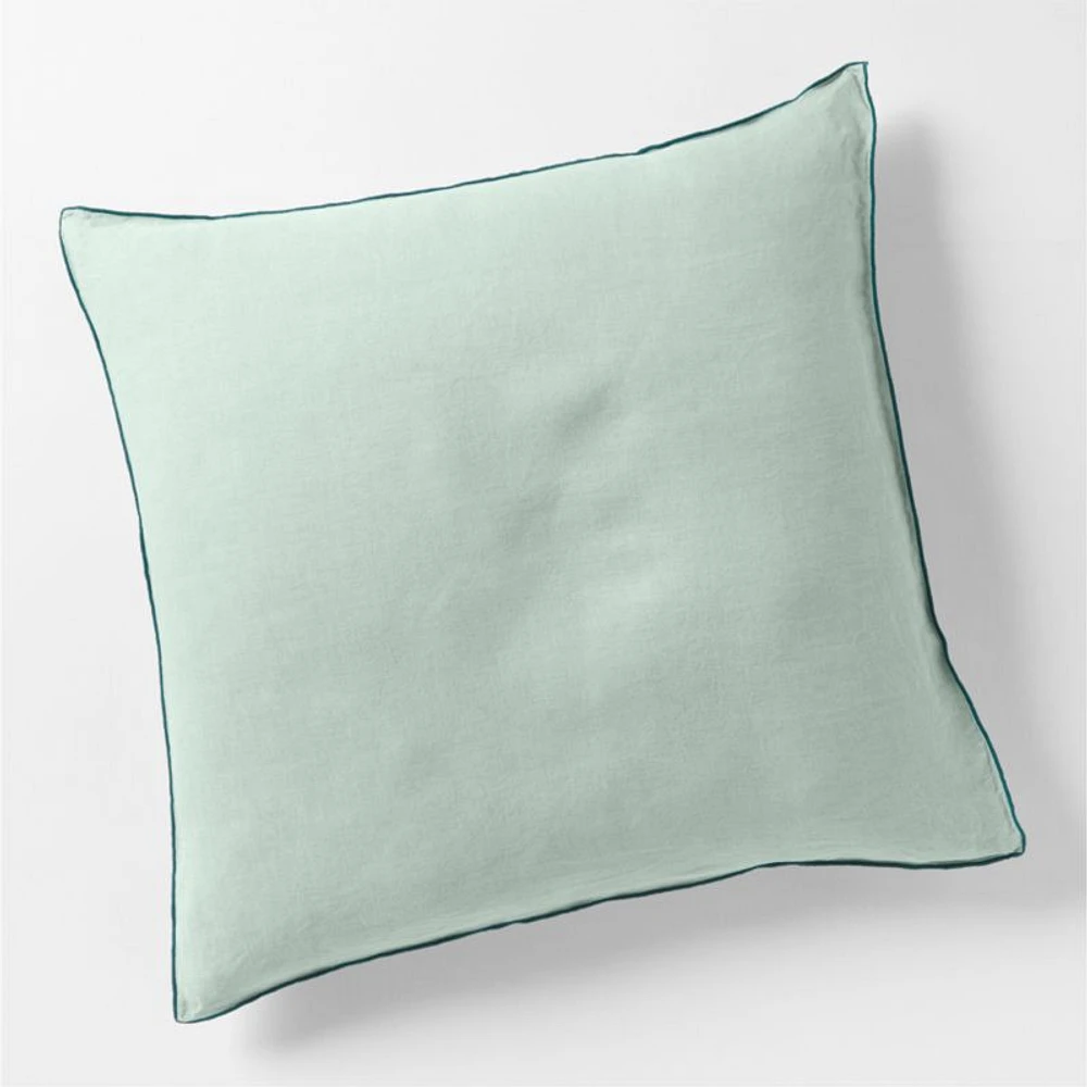 Aire Natural Hemp Merrow Stitch Verte Green Euro Bed Pillow Sham