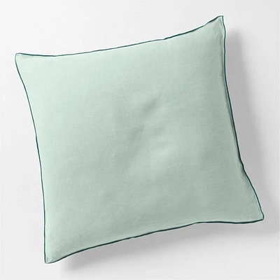 Aire Natural Hemp Merrow Stitch Verte Green Euro Bed Pillow Sham