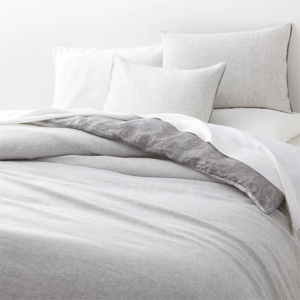 Aire Natural Hemp Ink Black Grid King Duvet Cover