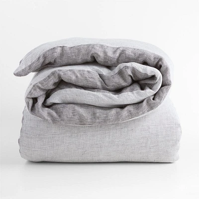 Aire Natural Hemp Ink Black Grid Twin/Twin XL Duvet Cover