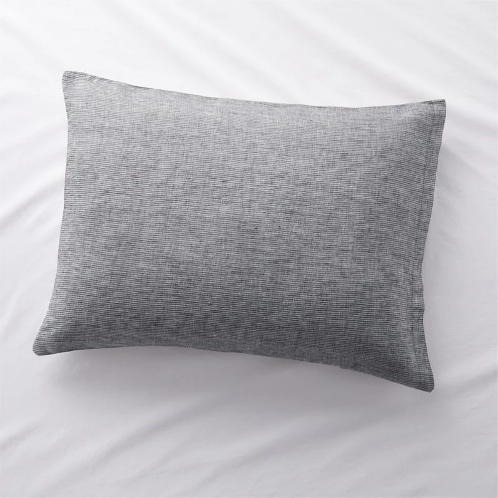 Aire Natural Hemp Ink Black Grid Standard Bed Pillow Sham