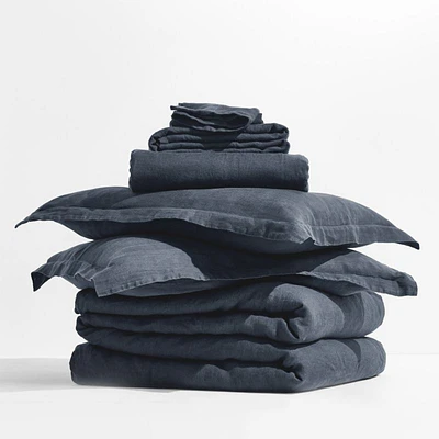 Aire Natural Hemp Midnight Navy Full Bedding Set
