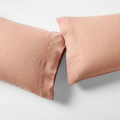 Aire Natural Hemp Terracotta Standard Pillowcases, Set of 2