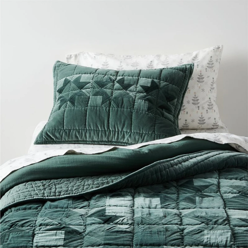 Supersoft Pine Green Organic Cotton Gauze Kids Twin Duvet Cover