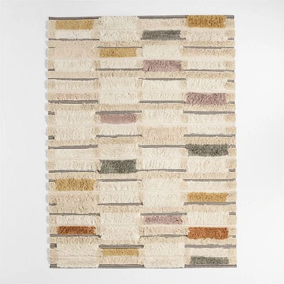 Hi/Low Stripe Wool Blend Kids Area Rug 5'x8'
