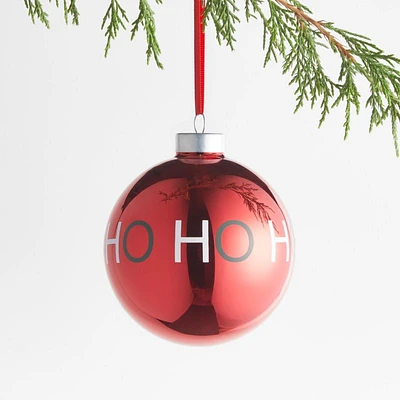 Ho Ho Ho Red Ball Christmas Ornament, Set of 4