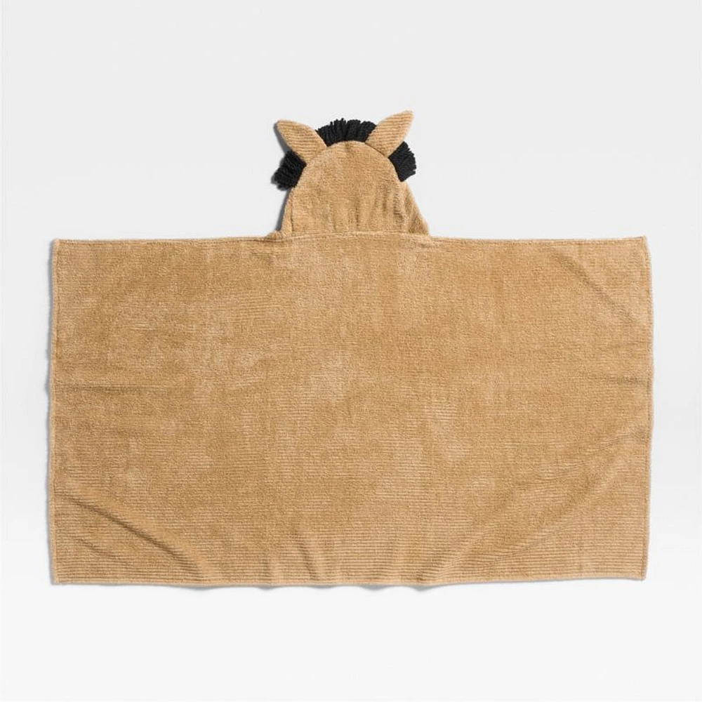 Horse Ochre Tan Organic Cotton Hooded Kids Towel