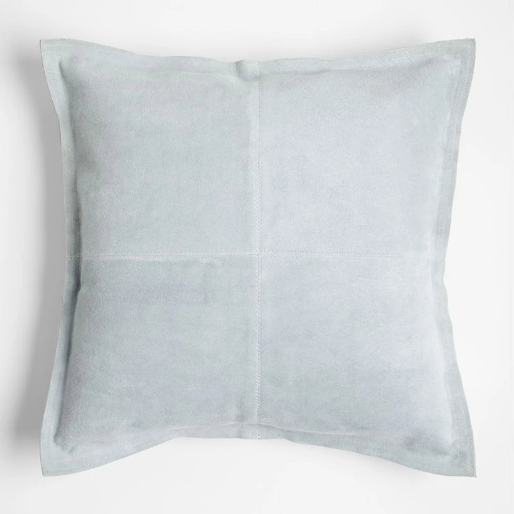 Hyde Pieced Suede 23x23 Light Grey Throw Pillow Cover