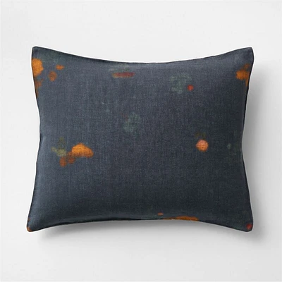 Aire Natural EUROPEAN FLAX ™-Certified Linen Impressionist Floral Midnight Navy Standard Bed Pillow Sham