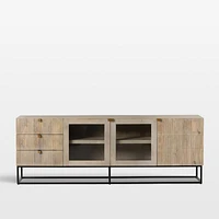 Ivan 79" Light Wash Mango Wood Media Console with Drawers