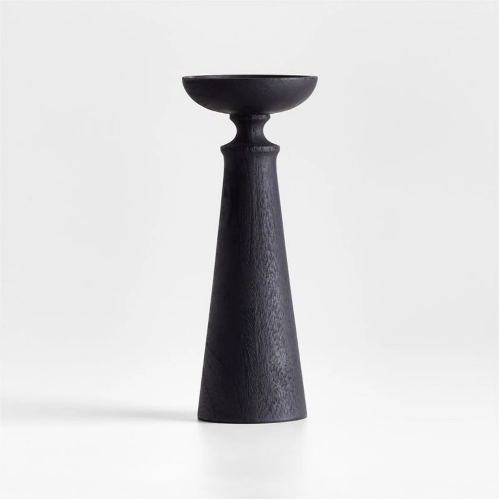 Izumo Ebonized Wood Pillar Holder 9"