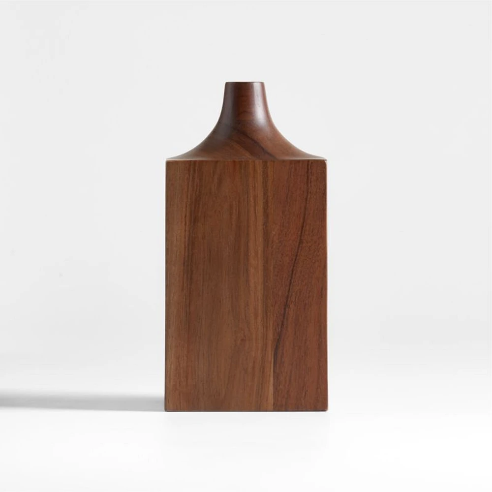Izumo Small Walnut Wood Vase 7.5"