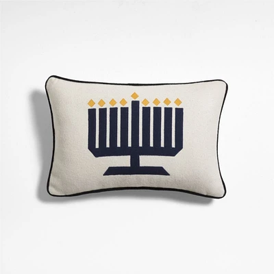 Menorah 22x15 Deep Indigo Blue Throw Pillow with Feather Insert by Joan Anderson