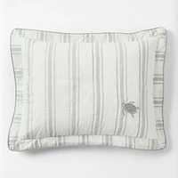 Edward Blue Sea Turtle Ticking Stripe Organic Cotton Kids Sham by Jake Arnold