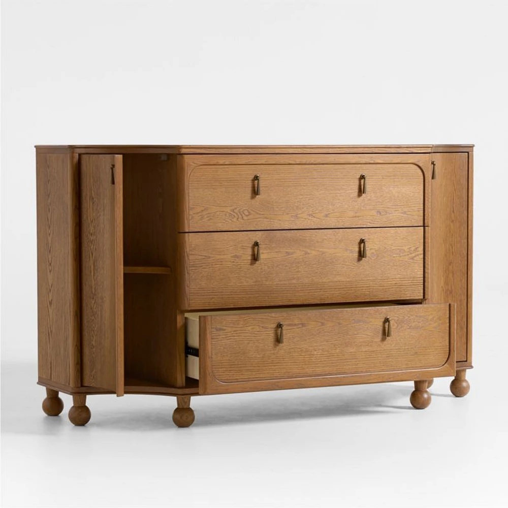 Thurloe 58" Oak Wood Kids 3-Drawer Dresser by Jake Arnold