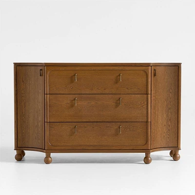 Thurloe 58" Oak Wood Kids 3-Drawer Dresser by Jake Arnold