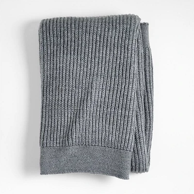 Cherished Smoke Blue Wool Blend 50"x60" Fisherman's Knit Kids Throw Blanket by Jeremiah Brent